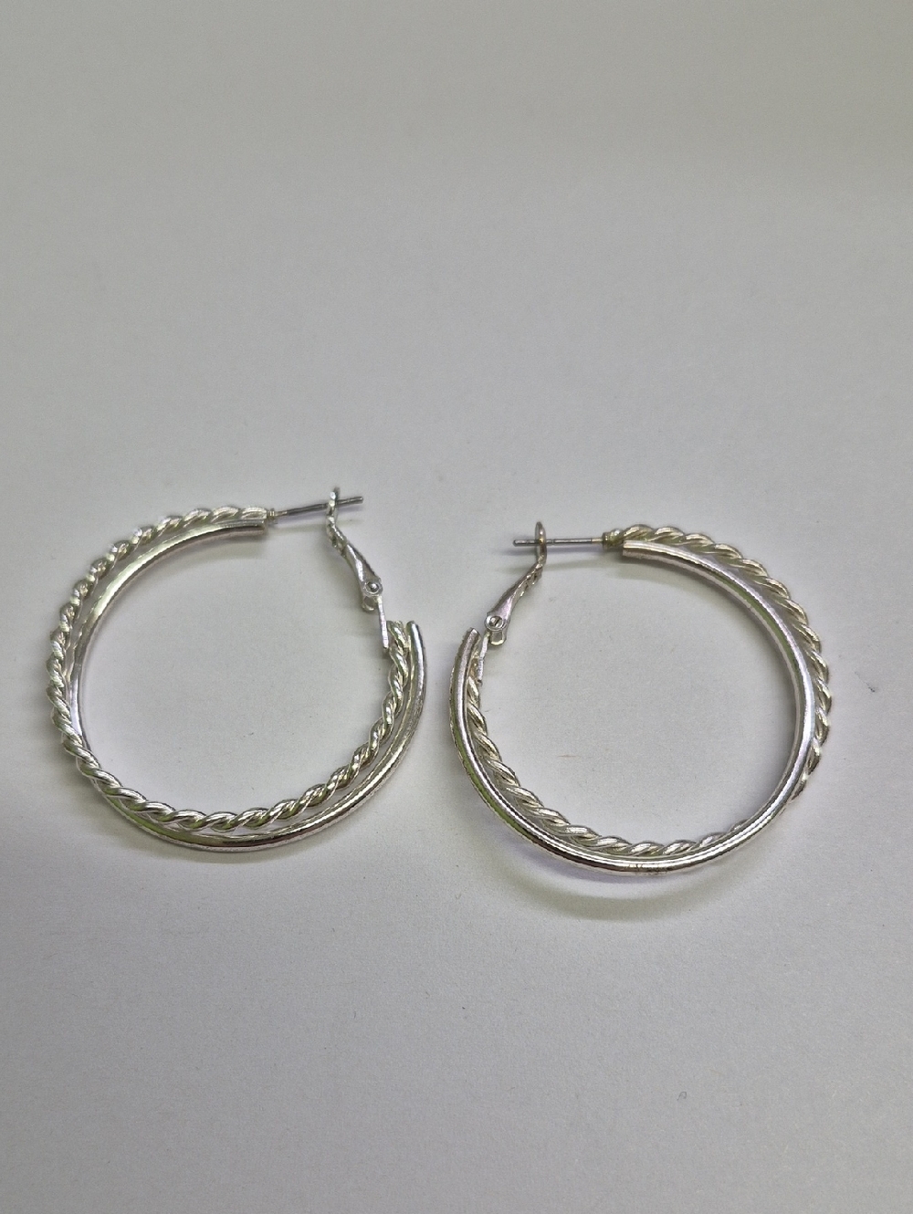 Classic Silver-Tone Twisted Hoop Earrings